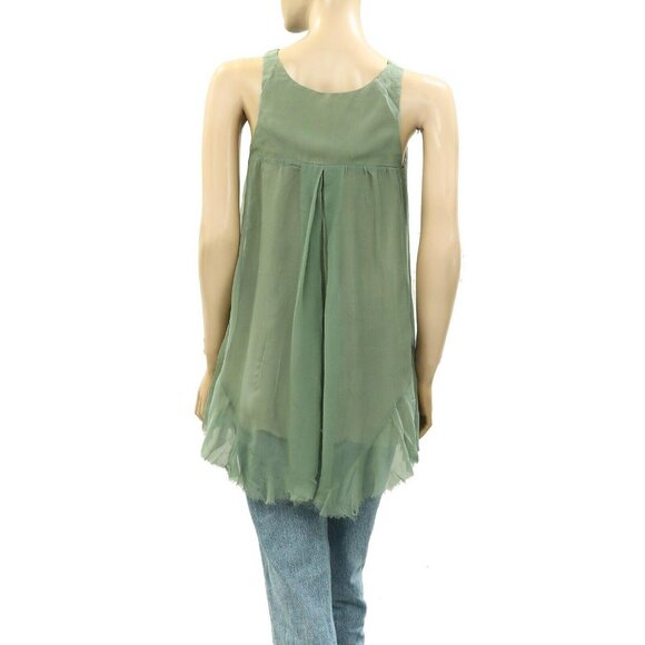 Saivana Anthropologie Green Tunic Tank Top  Solid Sleeveless Beach XS New - Picture 3 of 5